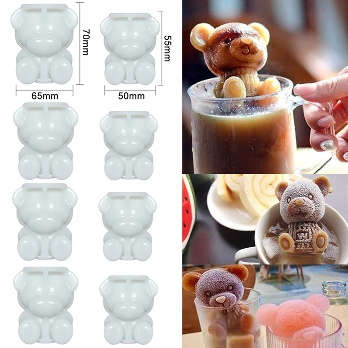 Coffee Tea Love - 1~6Pcs Ice Bear Mold 3D Bear