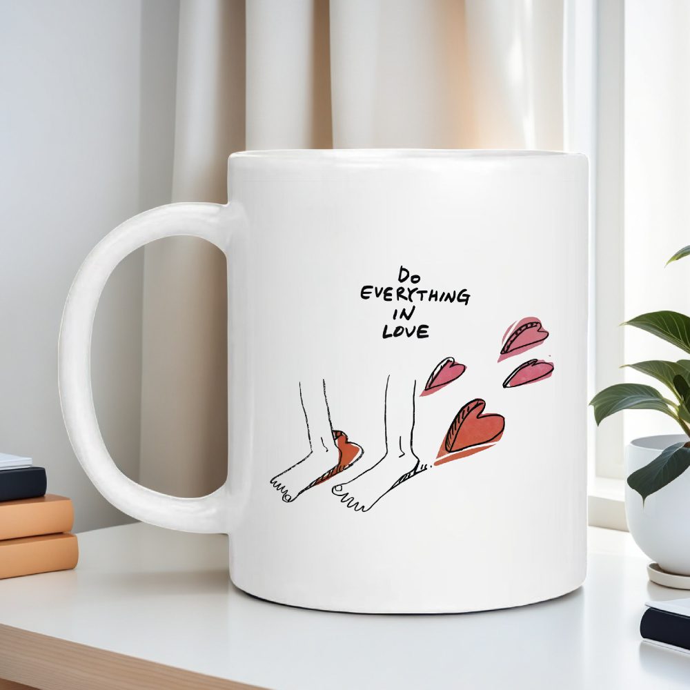 Coffee Tea Love - One Ceramic Mug Featuring The Design