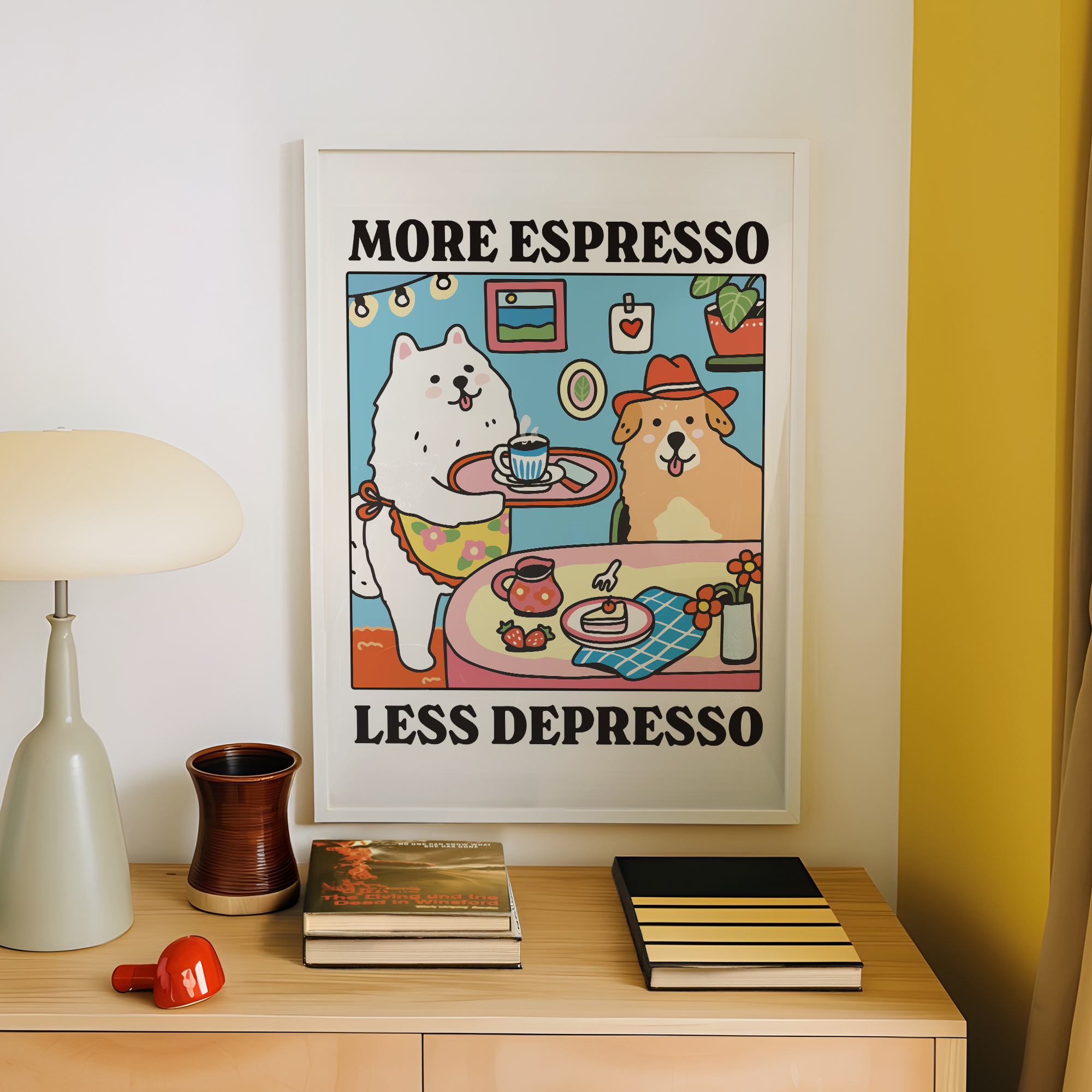 More Espresso Less Depresso Ca - Coffee Tea Poster recensione e prezzo
